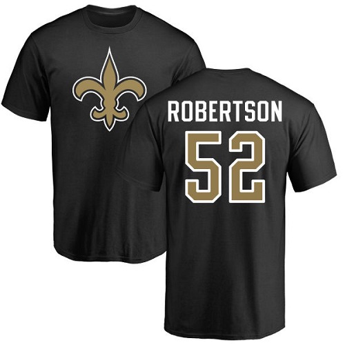 Men New Orleans Saints Black Craig Robertson Name and Number Logo NFL Football 52 T Shirt